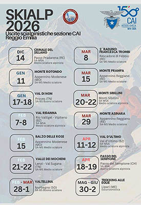 Calendario scialpinismo CAI 2026